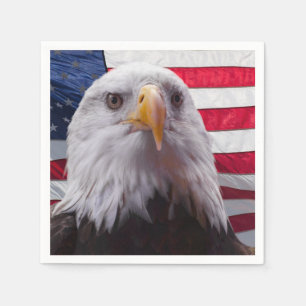 Serviette En Papier Aigle à tête blanche et drapeau américain