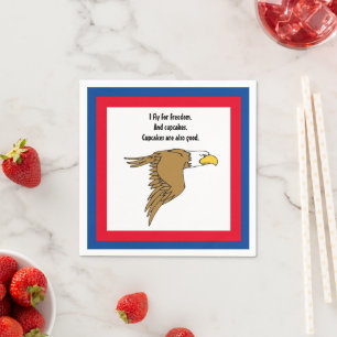 Serviette En Papier Aigle américain chauve de dessin animé pour la lib