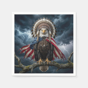 Serviette En Papier Aigle chauve portant un drapeau américain et un co