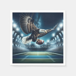 Serviette En Papier Aigle chauve volant avec un ballon de football