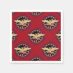 Serviette En Papier Aigle d'or et drapeau rouge-bleu Napkin