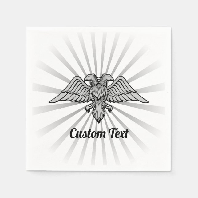 Serviette En Papier Aigle gris avec deux têtes serviettes (Devant)