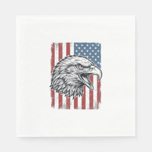Serviette En Papier Aigle Patriotique Drapeau Américain Gravure Vintag