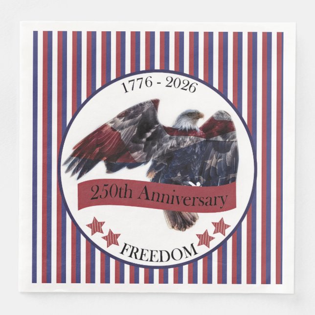 Serviette En Papier Aigle rayé du 250e anniversaire (Devant)