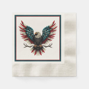 Serviette En Papier Aigle rustique patriotique américain/américain cha