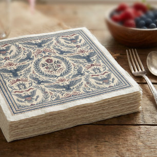 Serviette En Papier Aigles d'Americana Étoiles et Rayures Bordure ID12