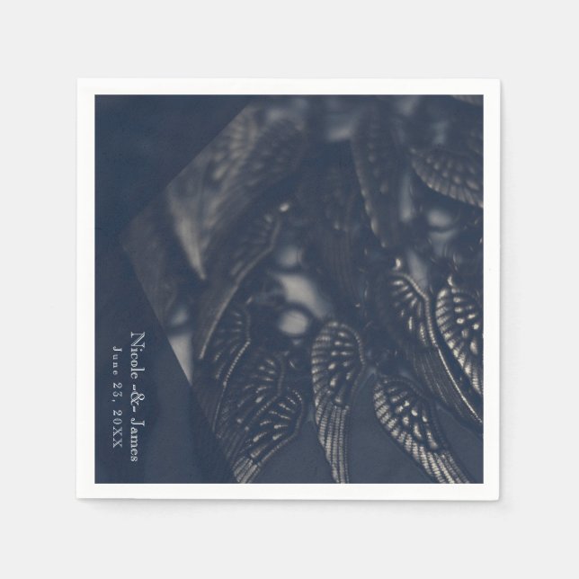 Serviette En Papier Ailes d'ange noir gothique glam chic party (Devant)