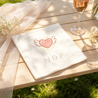 Serviette En Papier Ailes de l'amour et cœur modifiables