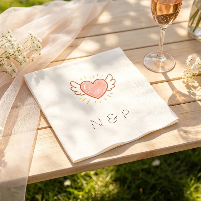 Serviette En Papier Ailes de l'amour et cœur modifiables (Créateur téléchargé)