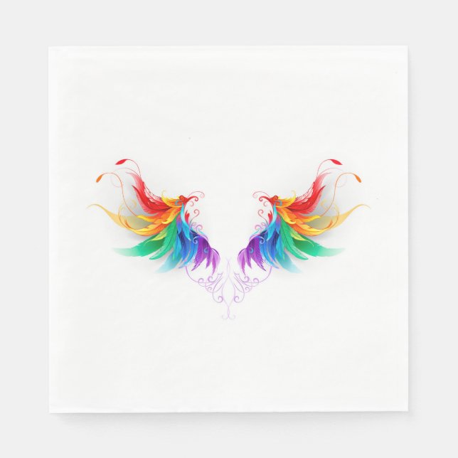 Serviette En Papier Ailes fluffy arc-en-ciel (Devant)