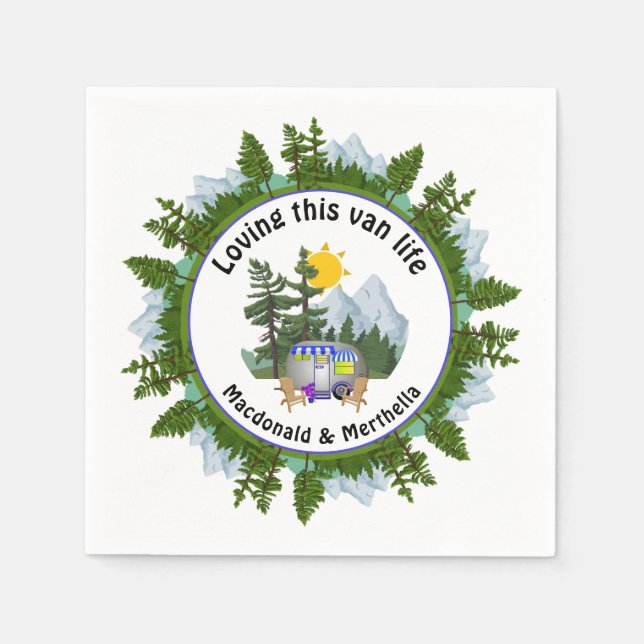 Serviette En Papier AIMER CETTE VIE VAN CARAVAN Personnalisé Camping C (Devant)