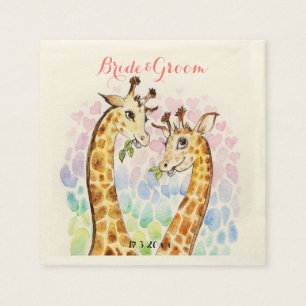 Serviette En Papier Aimer girafe jour de mariage aquarelle