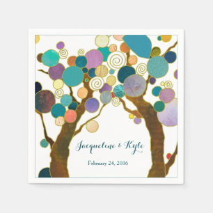 Serviette En Papier Aimer les arbres dans les nuances de Mariage Turqu