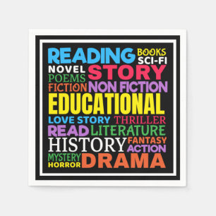 Serviette En Papier Aimer lire des livres - Genre Word Art