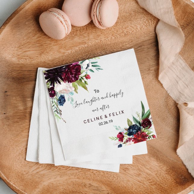 Serviette En Papier Aimer, rire et heureux après (Créateur téléchargé)