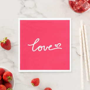 Serviette En Papier Aimer texte blanc sur rose