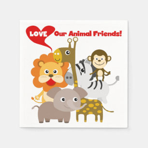 Serviette En Papier Aimez nos amis animaux