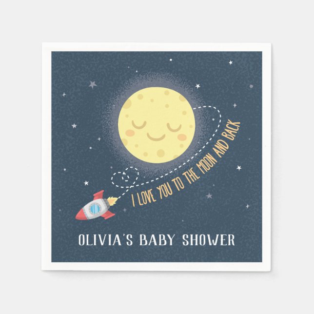 Serviette En Papier Aimez-vous à la lune et le Baby shower arrière fou (Devant)