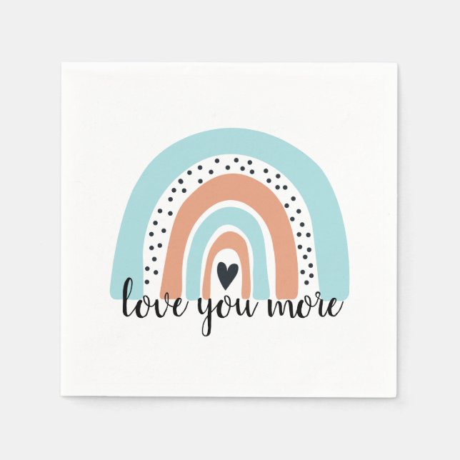 Serviette En Papier Aimez-vous plus Rainbow Heart Blue Peach (Devant)