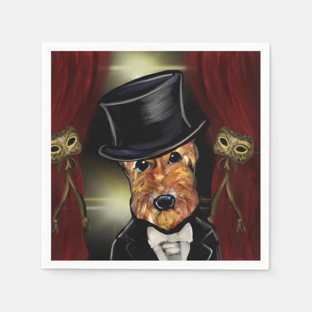 SERVIETTE EN PAPIER AIREDALE TERRIER (Devant)