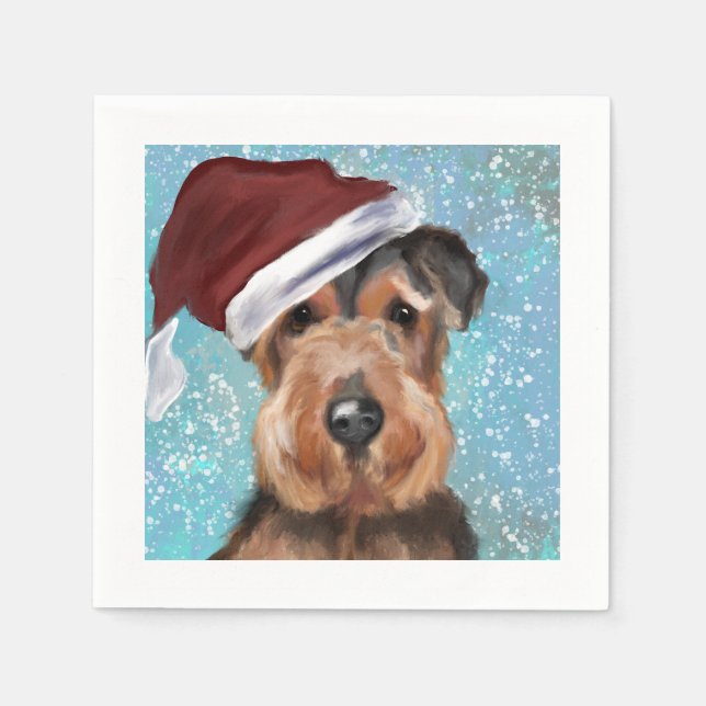 SERVIETTE EN PAPIER AIREDALE TERRIER (Devant)
