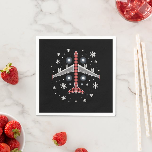 Serviette En Papier Airplane Plaid Christmas Pilot (En situation)