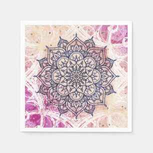 Serviette En Papier Airy Mandala Happy Pink Purple Yellow