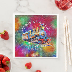 Serviette En Papier Ajouter le nom Année, Feu d'artifice de train à va