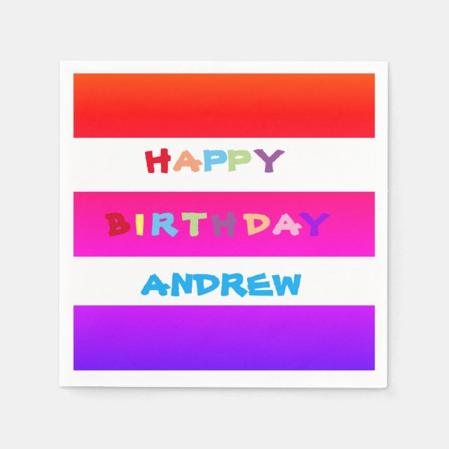 Serviette En Papier AJOUTER SON NOM Cocktail Joyeux papier d'anniversa (Devant)