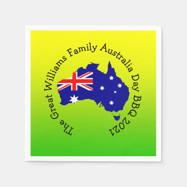 Serviette En Papier Ajouter un nom Année Australie Jour BBQ Cocktail (Devant)