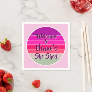 Serviette En Papier Ajouter un nom Bienvenue à Elle Shop Rose Retro Su