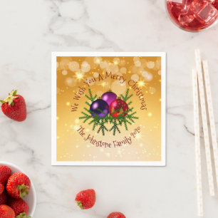 Serviette En Papier Ajouter un nom Correspondant Noël sur Gold Cockta