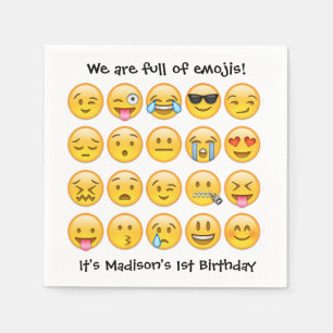 Serviette En Papier Ajouter un nom - Fête d'anniversaire Emoji Personn
