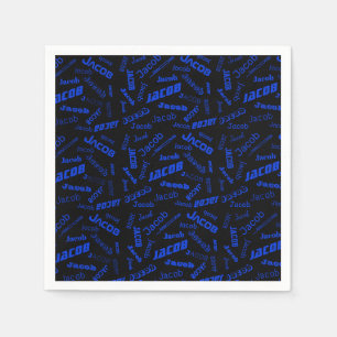 Serviette En Papier Ajouter un nom ou un mot   Bleu et noir