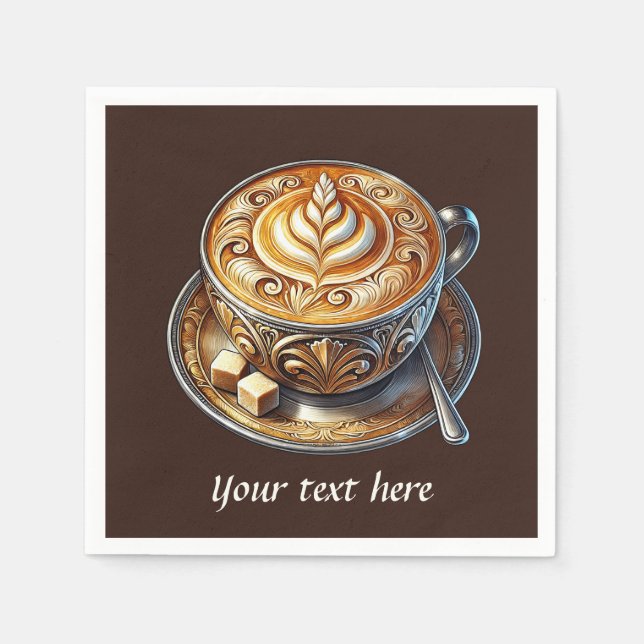 Serviette En Papier Ajouter votre café texte (Devant)