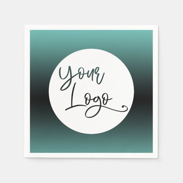 Serviette En Papier Ajouter votre logo personnalisé Turquoise et noir  (Devant)