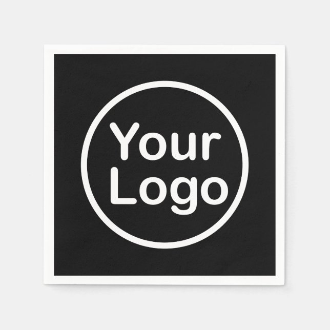 Serviette En Papier Ajouter votre propre logo | Arrière - plan noir (Devant)