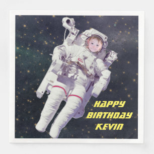 Serviette En Papier Ajoutez les serviettes d'anniversaire de l'espace