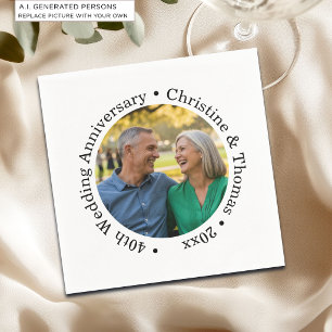 Serviette En Papier Ajoutez votre propre photo de couple 40e anniversa