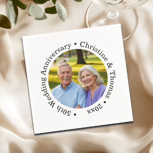 Serviette En Papier Ajoutez votre propre photo de couple 50e anniversa