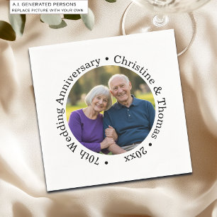 Serviette En Papier Ajoutez votre propre photo de couple 70e anniversa