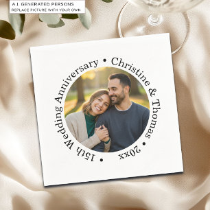 Serviette En Papier Ajoutez votre propre photo de couple pour le 15e a