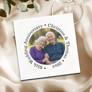 Serviette En Papier Ajoutez votre propre photo de couple pour le 65e a