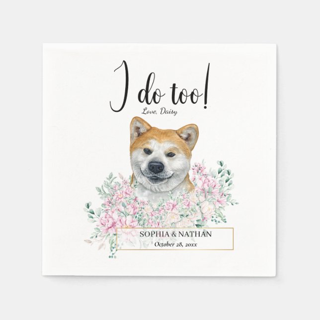 Serviette En Papier Akita Chien Mariage Cocktail Napkins (Devant)