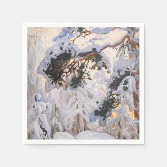 Serviette En Papier Akseli Gallen-Kallela - Forêt en hiver (Devant)
