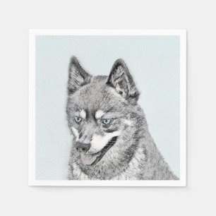 Serviette En Papier Alaskan Klee Kai Peinture - Cute Original Chien Ar