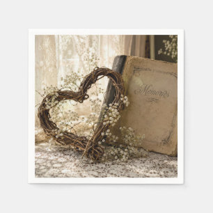 Serviette En Papier Album de photos vintage avec cœur de vigne