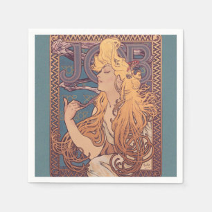 Serviette En Papier Alfonse Mucha Job Art Nouveau femme
