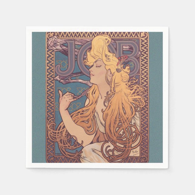 Serviette En Papier Alfonse Mucha Job Art Nouveau femme (Devant)