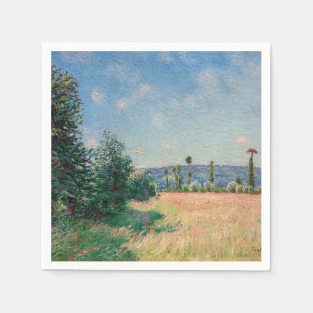 Serviette En Papier Alfred Sisley - Les prés du Sahur au soleil du mat (Devant)